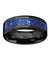 Akhila Ceramic Black Wedding Ring Blue Lapis Inlay Beveled Polished Finish - 8mm