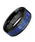 Akhila Ceramic Black Wedding Ring Blue Lapis Inlay Beveled Polished Finish - 8mm