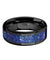Akhila Ceramic Black Wedding Ring Blue Lapis Inlay Beveled Polished Finish - 8mm