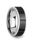 AKOS Men’s Tungsten Carbide Ring With Horizontal Grooved Black Ceramic Center 8 mm