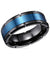 Alcoa Black Grooved Tungsten Carbide Wedding Band Blue Brushed Center - 8mm