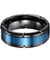 Alcoa Black Grooved Tungsten Carbide Wedding Band Blue Brushed Center - 8mm
