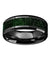 Alder Black Ceramic Wedding Ring Green Goldstone Inlay Beveled Polished Finish - 8mm