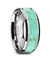 Aldin Wedding Tungsten Ring Light Blue Turquoise Stone Inlay Beveled Polished Finish - 8mm