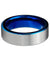 Alexis Tungsten Carbide Wedding Ring Blue Pipe Cut Brushed Comfort Fit - 6mm