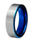 Alexis Tungsten Carbide Wedding Ring Blue Pipe Cut Brushed Comfort Fit - 6mm
