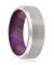 Alpine Purple Wood Sleeve Inlaid beveled Brushed Tungsten Carbide Ring - 8mm
