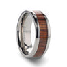 ALTON Titanium Koa Wood Men’s Wedding Ring With Beveled Edges 6mm & 8mm