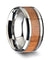 American Cherry Wood Inlaid Tungsten Ring Polished Beveled Edges 6mm - 10mm