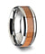 American Cherry Wood Inlaid Tungsten Ring Polished Beveled Edges 6mm - 10mm