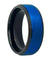 Ariel Tungsten Wedding Band Prussian Blue Ice Finished Center Stepped Edges - 8mm