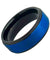 Ariel Tungsten Wedding Band Prussian Blue Ice Finished Center Stepped Edges - 8mm