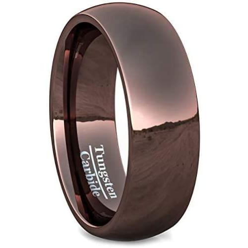 ARIS Men’s Highly Polished Brown Domed Tungsten Carbide Ring - 8mm