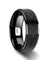 ARIUS Black Tungsten Wedding Band with Raised Hammer Finish Step Edges 6mm - 8mm