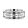 ASPEN Silver Inlaid Titanium Wedding Band 9 Channel Set White Diamonds - 8mm