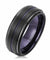 ATALO Black Tungsten Wedding Band with Thin Dark Purple Groove Center - 8mm