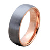 ATILA Domed Brushed Tungsten Carbide Ring w/ Rose Gold Inlaid Inside 6mm & 8mm