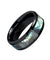 Austin Black Ceramic Wedding Ring Shell Inlay Beveled Polished Finish - 8mm