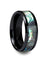 Austin Black Ceramic Wedding Ring Shell Inlay Beveled Polished Finish - 8mm
