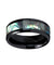 Austin Black Ceramic Wedding Ring Shell Inlay Beveled Polished Finish - 8mm