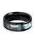 Austin Black Ceramic Wedding Ring Shell Inlay Beveled Polished Finish - 8mm