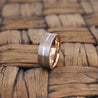 AVALON Men’s Silver Brushed Tungsten Ring with Rose Gold Groove and Inner - 8mm