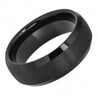 BADU Domed Black Tungsten Ring With Brushed Center & Beveled Edges - 6mm 8mm