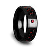BARON Men’s Ceramic Ring With Black And Red Carbon Fiber Ruby Setting - 8mm