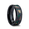 BARTEK Beveled Black Ceramic Ring With Real Military Style Jungle Camo 6mm - 10mm