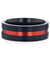 BARTOW Men’s Black Titanium Ring Red Aluminum Groove Brushed Center 8mm