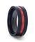 BARTOW Men’s Black Titanium Ring Red Aluminum Groove Brushed Center 8mm
