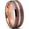 Beacon Men’s Brown Brushed Rose Gold Inlaid Tungsten Carbide Band - 8mm