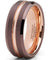 Beacon Men’s Brown Brushed Rose Gold Inlaid Tungsten Carbide Band - 8mm