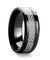 BECHAM Men’s Beveled Black Ceramic Ring with White Carbon Fiber Inlay - 8mm