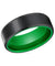 Bellevue Black Brush Finish Tungsten Carbide Ring with Green Interior 6mm & 8mm