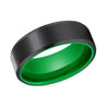 Bellevue Black Brush Finish Tungsten Carbide Ring with Green Interior 6mm & 8mm