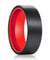 Belmont Black Brushed Flat Tungsten Carbide Ring with Fire Red Inner 6mm & 8mm