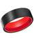 Belmont Black Brushed Flat Tungsten Carbide Ring with Fire Red Inner 6mm & 8mm