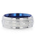 Benton Titanium Milgrain Engraved Finish Wedding Ring Blue Plating Inside - 8mm