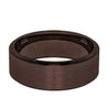 Beveled Men’s All Brown Tungsten Wedding Band With Brushed Center - 8 mm