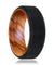 Beveled Men’s Black Tungsten Wedding Band with Olive Wood Sleeve - 8mm