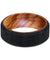 Beveled Men’s Black Tungsten Wedding Band with Olive Wood Sleeve - 8mm