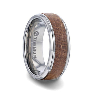 Beveled Titanium Ring Made From Genuine Whiskey Barrels Used By Jack Daniel’s Distillery - 8mm