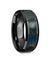 BIMO Black Ceramic Spectrolite Inlaid Wedding Band With Beveled Edges - 8mm
