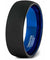 Black & Blue Brushed Center Domed Tungsten Carbide Ring For Him -6mm 8mm