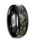 Black Camo Ceramic Wedding Ring Coprolite Fossil Inlay Beveled Polished Finish - 8mm