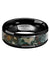 Black Camo Ceramic Wedding Ring Coprolite Fossil Inlay Beveled Polished Finish - 8mm