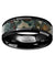 Black Camo Ceramic Wedding Ring Coprolite Fossil Inlay Beveled Polished Finish - 8mm