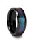 Black Ceramic Ring Blue Purple Color Changing Inlay Beveled Polished Finish 6mm - 10mm