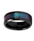 Black Ceramic Ring Blue Purple Color Changing Inlay Beveled Polished Finish 6mm - 10mm